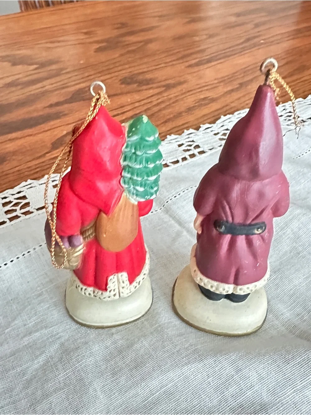 Lot of 2 vintage ceramic Santa ornaments